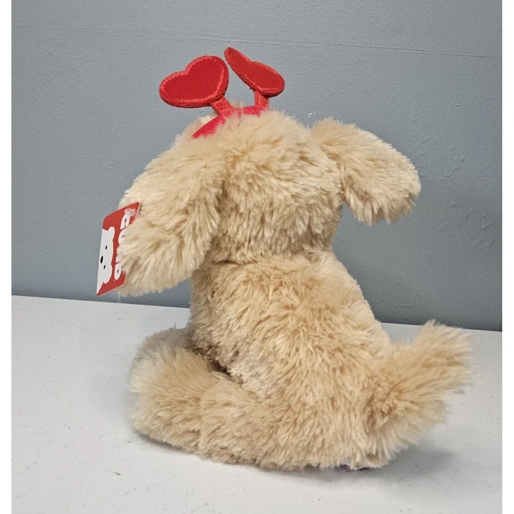 Gund Puppy Dog Heart Plush Tan Valentine's Day Headband Stuffed Toy 9